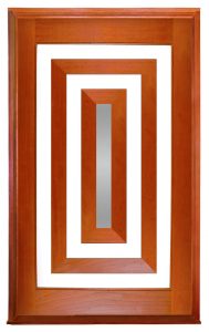 Escudo pivot door in frame