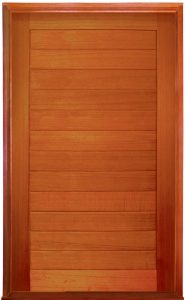 horizontal plank pivot door in frame