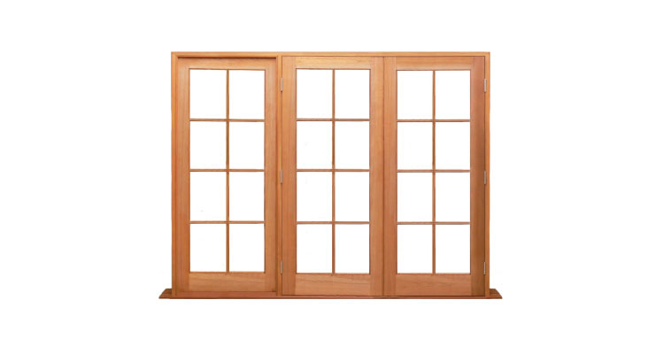 8 light 2 doors - 1 sidelight fixed timber french door combination