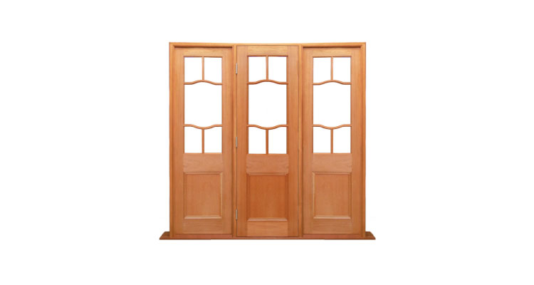 coathanger 1 door - 2 sidelights fixed timber french door combination