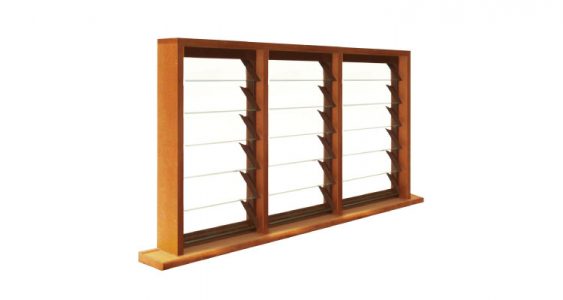 triple bay clear glass louvres