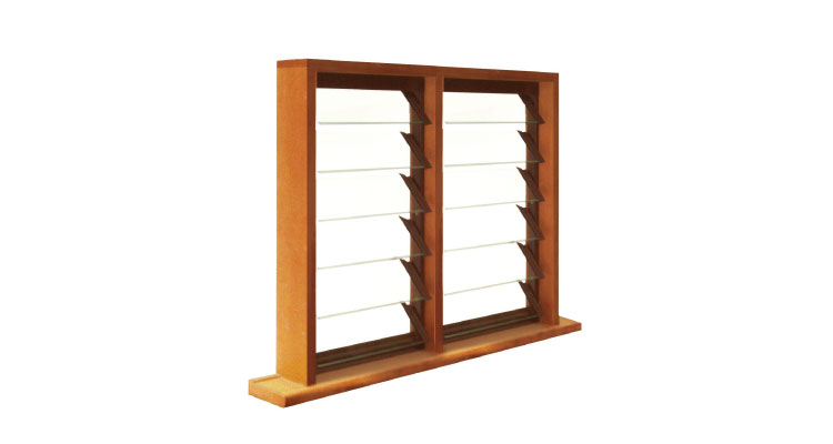 twin bay clear glass louvres