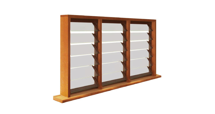 triple bay obscure glass louvres