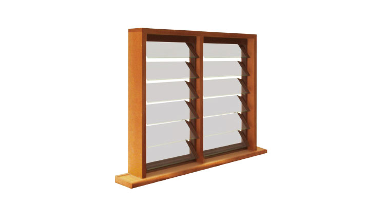 twin bay obscure glass louvres