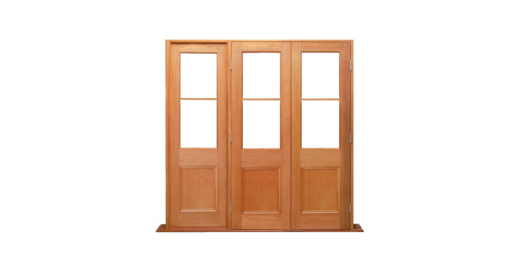 victorian 2 light 2 doors - 1 sidelight fixed timber french door combination
