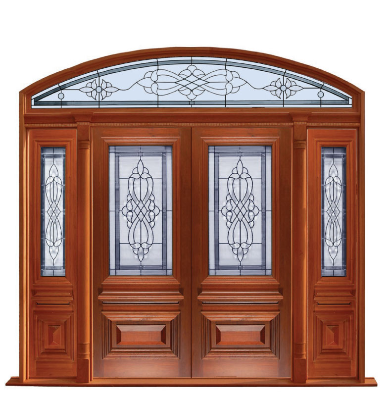 Curvetop Sovereign Leadlight + Double Doors + Sidelights with Columns