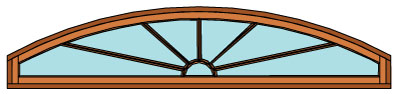double door - two sidelights - sunrise archtop transom