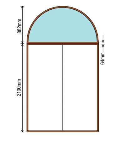 standard double door frame with archtop transom