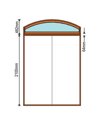 standard double door frame with curvetop transom