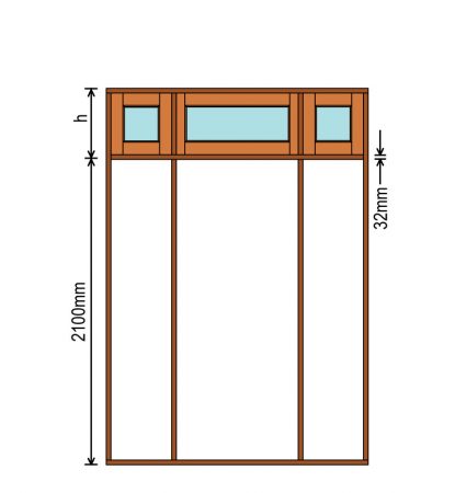 standard single door and two sidelight frame with transoms