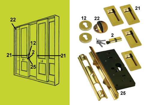 sliding rebated doors kit gold